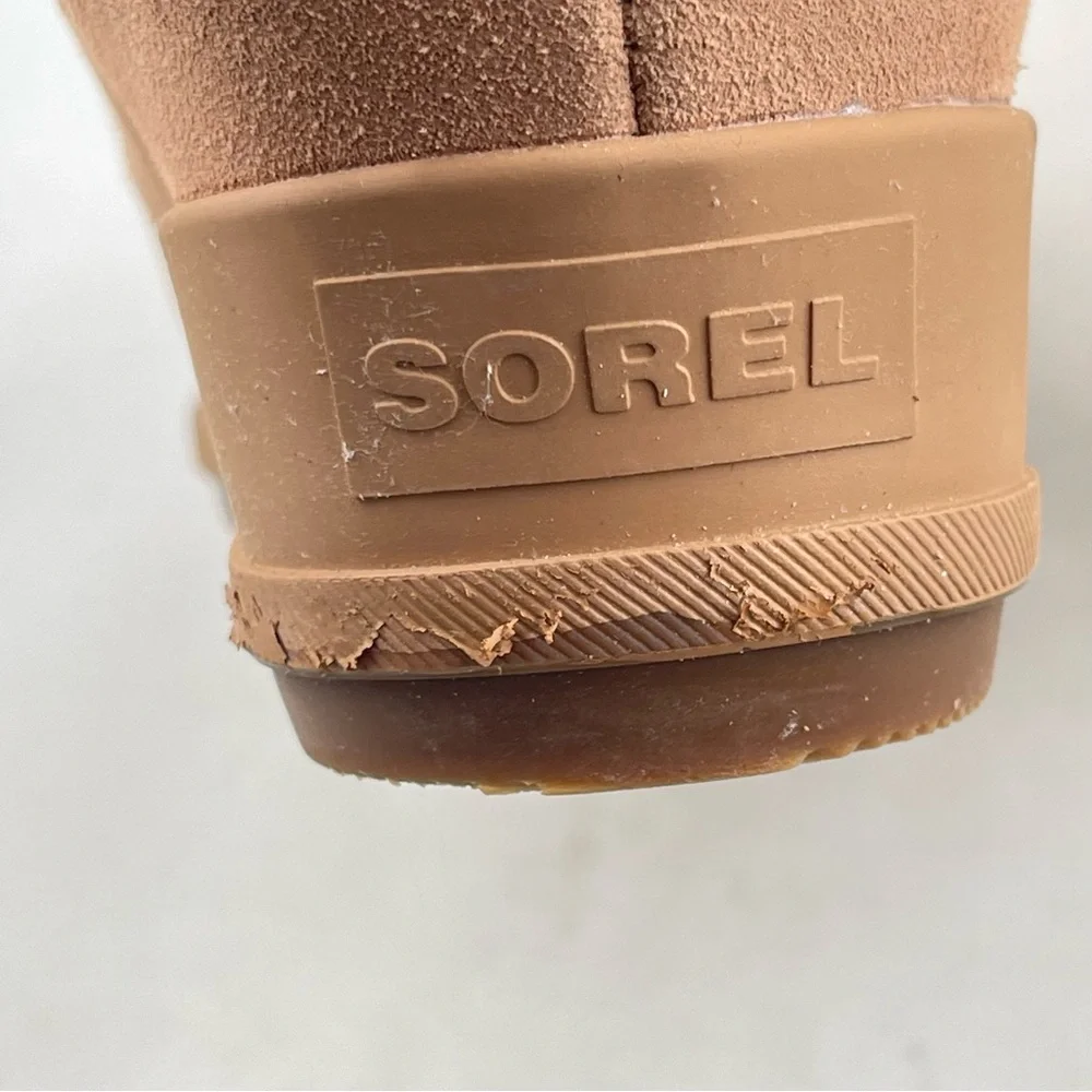 NEW! Sorel Women’s Evie -SZ 9- Cozy Tan Lace-Up Wedge Platform Ankle Booties